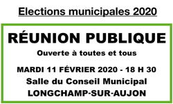 Elections municipales 2020 : réunion publique d’information, mardi 11/02